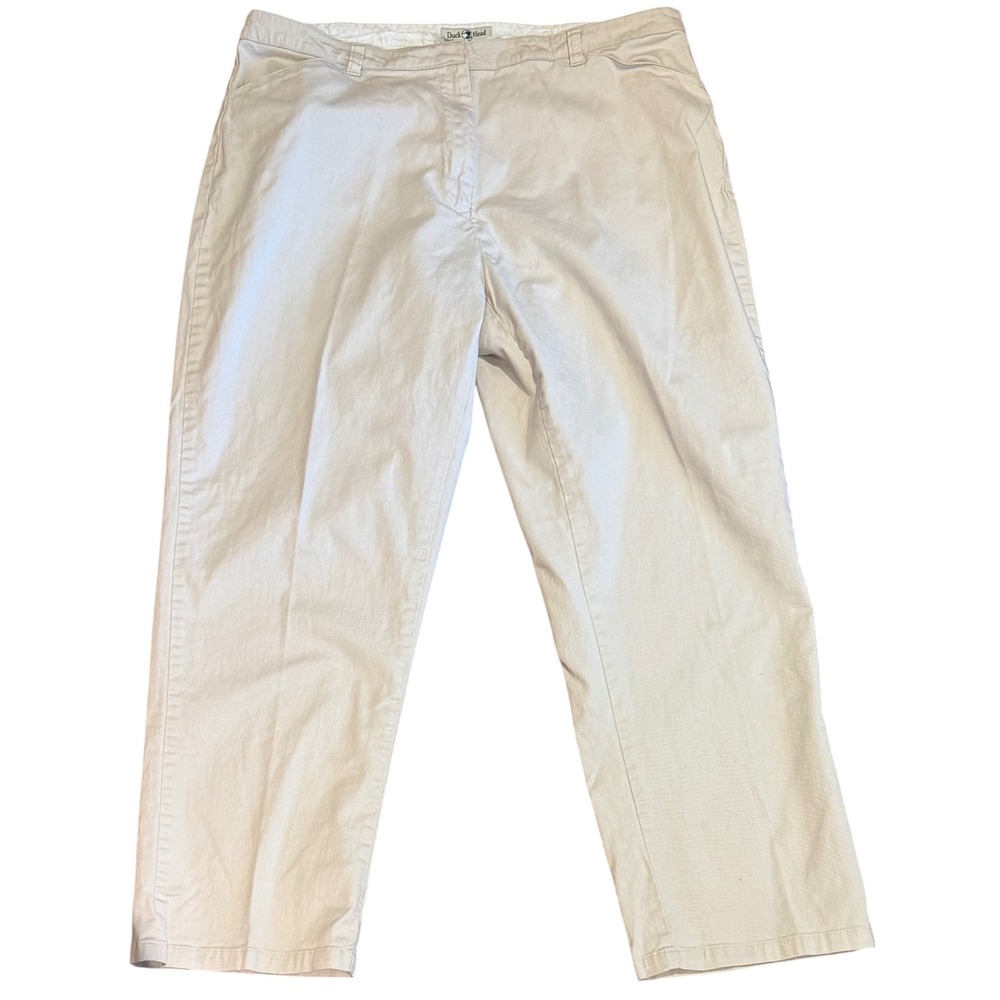 Vintage Women's Duck Head Classic Straight Leg Khaki Tan Chino Pants Size 14